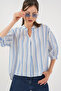 Women's Striped Oversize Blouse 967 - Blue
