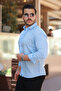 Men's Casual Striped Summer A.Blue Loose Shirt - 2