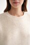 6949 Women's Crew Neck Thin Knitted Sweater Natural - 6