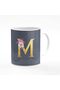 Designer Printed Coffee Mug - Alphabet M - Grey