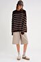 6944 Women's Loose Soft Textured Striped Knitwear Sweater Brown - 2