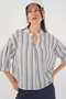 Women's Striped Oversize Blouse 967 - F.Navy Blue