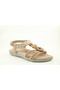 25Y146 Women's Beige Cream Stone Beaded Thick Thin Sole Orthopedic Sports Summer Daily Sports Sandals - 2