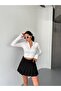 Women's White Zippered Diving Fabric Finger Snap Cardigan - 2