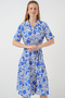 Women's Short Sleeve Patterned Dress Cobalt Blue 1181