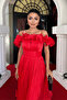 Chiffon Fabric Ruffle Detail Midi Dress - RED - 4