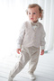 Baby Boy Set of Four Beige Linen Vest Suspender Suit
