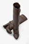 Women's Belt Detailed Pointed Toe Boots Asse Brown - 2