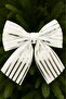 Christmas Tree Ornament 26 cm White Silver Striped Decorative Bow
