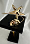 إكسسوار ذراع قابل للتعديل بتفاصيل محار نجم البحر باللون الذهبي (القطر: 9 سم) - 3