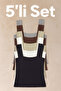 Women's Sleeveless Blouse Thick Strap Undershirt Thin Summer Square Neck 5-Piece Set