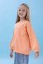 Girl's Heart Pocket Detailed Balloon Sleeve Hooded Sweatshirt - Peach - 6