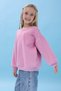 Girl's Heart Pocket Detailed Balloon Sleeve Hooded Sweatshirt - Light Rose - 7