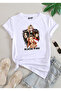 Black Pink Printed T-Shirt, Oversize Unisex White T-Shirt - 2