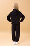 Girl's Hooded Floral Appliqued Bottom Top Seasonal Suit – Black - 3