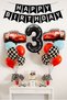 3 Year Old Lightning Car Birthday Party Set Black Number Balloon Happy Birthday Banner Cars Set