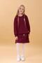 Girl's Embroidered Hooded Skirt College Suit – Claret Red