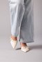 Women’s Cream Patent Leather Backless Mary Janes Everyday Pointed Toe Ballet Flats Buckle Detail Short-Heeled Shoes - 5