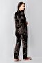 Women's Black 3 Piece Set, Dressing Gown Pants and Bralet Set - 6