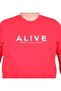 تي شيرت رجالي ذو رقبة دائرية مقاس كبير Alive 25187 أحمر - 2