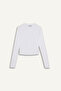 Fitted Crew Neck Off White Women's Long Sleeve T-Shirt D0199Ax/Wt32