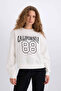 Loose Fit Crew Neck Printed Thick Fabric Sweatshirt E3388Axns - 3