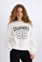 Loose Fit Crew Neck Printed Thick Fabric Sweatshirt E3388Axns - 4