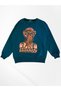 Girls' Cotton Fabric Petrol Green Color 2 Thread Leopard Buckle Pattern Winter Tracksuit Set - 5