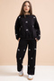 Black Bow Embroidered Crew Neck Girl's Hooded Tracksuit Set 21288 - 6