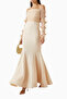 Off-Shoulder Floral Applique Evening Dress - 2