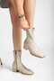 Frosty Low Heeled Tpu Sole Black Skin Blunt Toe Side Zipper Stretch Boots