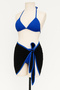 Women's Blue Pareo Side and Neck Tie 3-Piece Bikini Set - 2