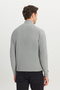 Men's Gray Melange Cotton Zippered Bato Collar Jacquard Standard Fit Regular Cut Knitwear Sweater - 5