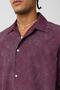 Washable Letter Printed Oversize Short Sleeve Shirt Claret Red - 6