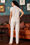 Floral Print Button-Down Shirt & Pyjama Set in White - 100% Cotton - 5