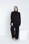 Women's Woven Viscose Fabric Shirt Collar Bottom - Top Set / Black 33606 - 6