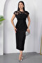 Tulle Atlas Belt Dress with Beaded Top Bal144