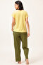Graphic & Text Print T-shirt in Light Yellow & Pyjama in Olive Green Set - 100% Cotton - 4