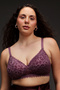 Padded Non-Wired Full Coverage Multiway Bra in Wine Colour - Lace
