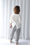 Boy's Black Striped Linen Trousers + Ecru Muslin Back Buttoned Shirt - 4