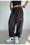Star Embroidered All Seasons Wearable Adjustable Leg Loose Sweatpants - 6