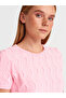 10788 Crew Neck Textured Knitwear Blouse-Pink - 3