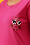 Owl Print Top & Chic Basic Shorts Set in Fuschia Pink - 100% Cotton - 7
