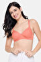Padded Non-Wired Full Coverage Self-Striped Multiway T-shirt Bra in Peach - 2