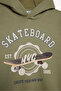 Hooded Printed Sweatshirt Elastic Sweatpants Khaki Boys' Top and Bottom Set D3601A8/Kh - 3