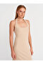 91510 Halter Neck Midi Dress-Light Beige - 4