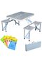 STONCEL Folding Picnic Table and Beach Set, Aluminum Alloy Portable Desk with 4 Seats