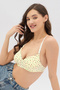 Padded Non-Wired Full Coverage Heart Print Multiway T-shirt Bra in Light Yellow - Cotton