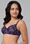 Padded Non-Wired Full Coverage Animal Print T-shirt Bra in Dark Purple with Dual Straps - 3