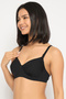 Padded Non-Wired Full Coverage Self-Striped Multiway T-shirt Bra in Black - 4